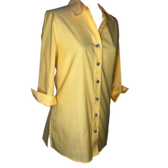 Investments Tops - NWT Investments Mustard Yellow 3/4 Cuffed Sleeve Button Front Tunic Size 10